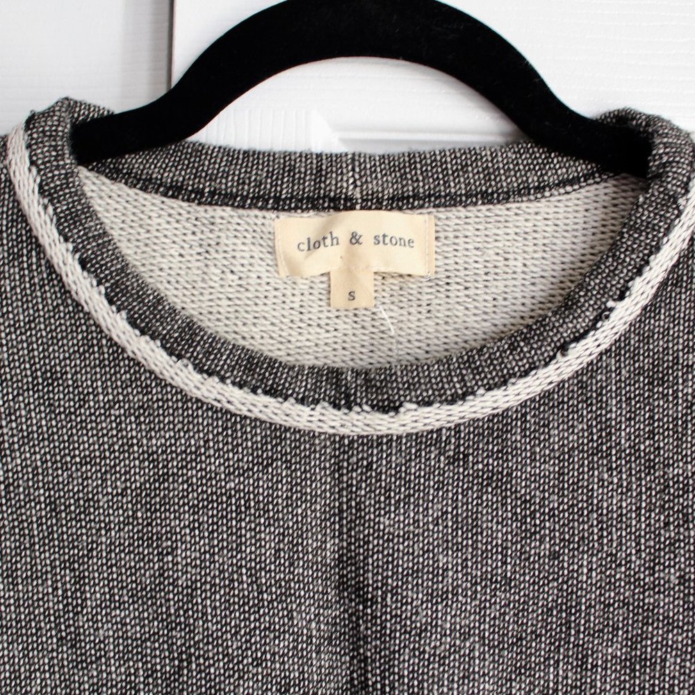 NWT Cloth and Stone Anthropologie Deconstructed Sweater- Grey Cropped Size S